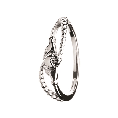 Sterling Silver Contemporary Ladies Claddagh Ring 5mm