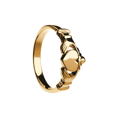 10k Yellow Gold Men's Contemporary Claddagh with Flat Heart Surface 8.2mm