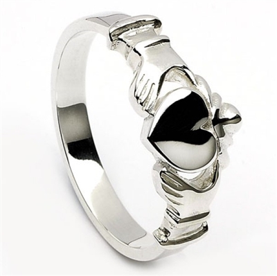 Sterling Silver Men's Contemporary Claddagh with Flat Heart Surface 8.2mm