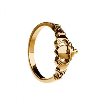 14k Yellow Gold & Trinity Knot Cuffs Medium Ladies Claddagh Ring