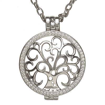 Sterling Silver Celtic Disc Holder Pendant With Removeable Tree of Life Disc