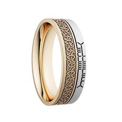 10k Gold Unisex "Trinity Knots" Dual Celtic Designs Wedding Ring 7mm