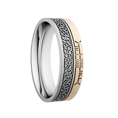 10k Gold Unisex "Trinity Knots" Dual Celtic Designs Wedding Ring 7mm