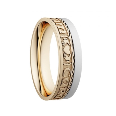 10k Gold Unisex "Mo Anam Cara" Dual Celtic Designs Wedding Ring 7mm