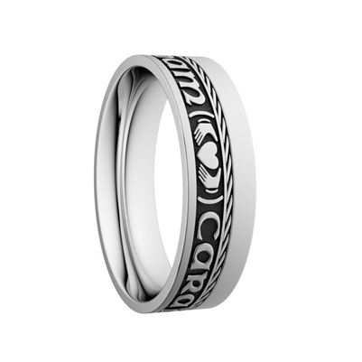 Sterling Silver Oxidized Unisex "Mo Anam Cara" Dual Celtic Designs Wedding Ring 7mm