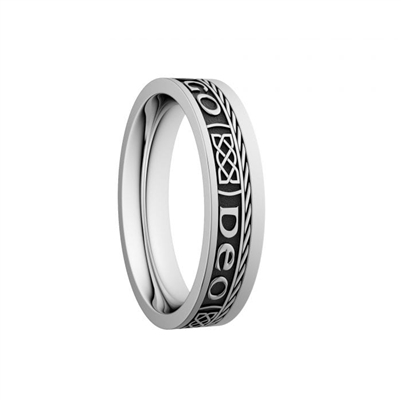 Sterling Silver Ladies Narrow "Gra Go Deo" Dual Celtic Designs Wedding Ring 5.2mm