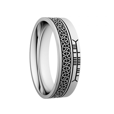 Sterling Silver Oxidized Unisex "Trinity Knots" Dual Celtic Designs Wedding Ring 7mm