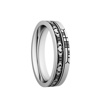 Sterling Silver Ladies Narrow "Claddagh"  Dual Celtic Designs Wedding Ring 5.2mm