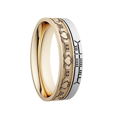 10k Gold Unisex "Claddagh" Dual Celtic Designs Wedding Ring 7.2mm