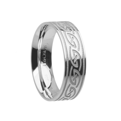 10k White Gold Wide Celtic Weaves Wedding Ring 7.2mm