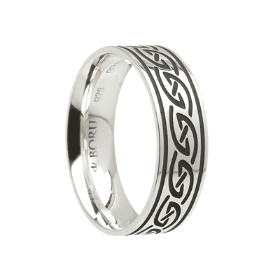 Sterling Silver Wide Celtic Weaves Wedding Ring 7.2mm