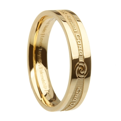 10k Yellow Gold Siorai "Irish Words" Celtic Wedding Ring 5.2mm