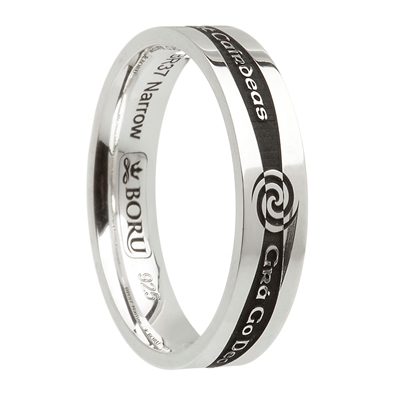 Sterling Silver Siorai "Irish Words" Celtic Wedding Ring 5.2mm