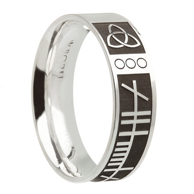 Sterling Silver Wide Ogham Celtic Wedding Ring 7.2mm
