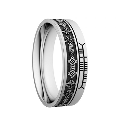 Sterling Silver Unisex "Celtic Cross" Dual Celtic Designs Wedding Ring 7mm