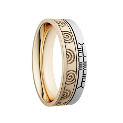 10k Gold Unisex "Newgrange" Dual Celtic Designs Wedding Ring 7mm
