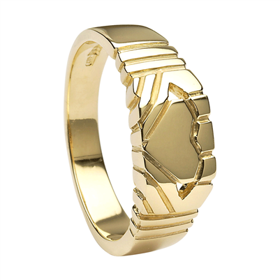 10k Yellow Gold Contemporary Men's Claddagh Ring 7mm