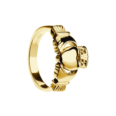 10k Yellow Gold Traditional Heavy Men's Claddagh Ring 11.5mm