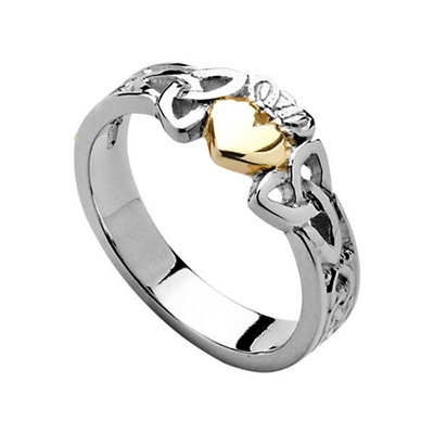 Sterling Silver 10k Heart Ladies Trinity Knot Claddagh Ring 6.7m