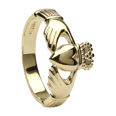 10k Yellow Gold No.6 Style Men's Claddagh Ring 12.5mm