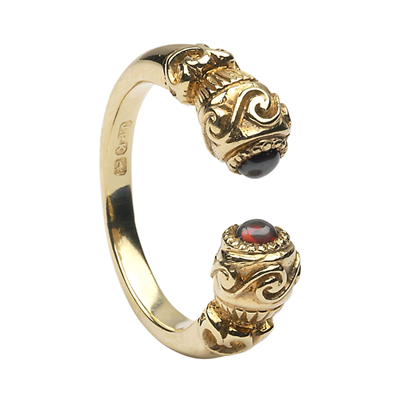 10k Yellow Gold Garnet Antique Style Celtic Ring