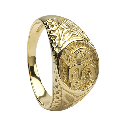10k Yellow Gold Lion Men's Celtic Ring 11.2mm