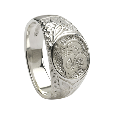 14k White Gold Lion Men's Celtic Ring 11.2mm
