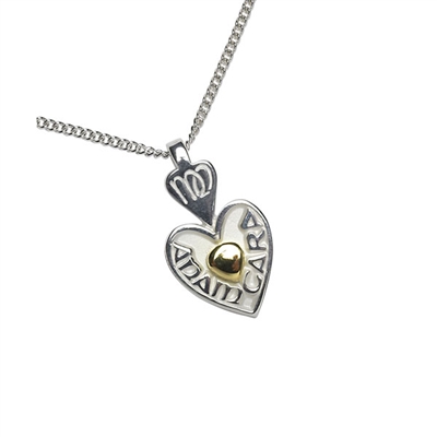 10k White Gold With 18k Gold Heart Small 