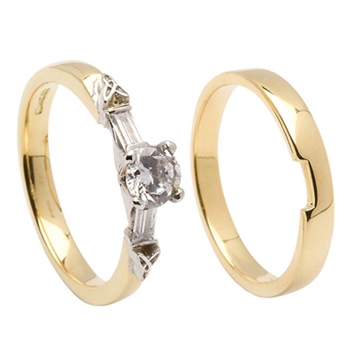 14k Yellow Gold Diamond Trinity Knot Celtic Engagement Ring & Wedding Ring Set
