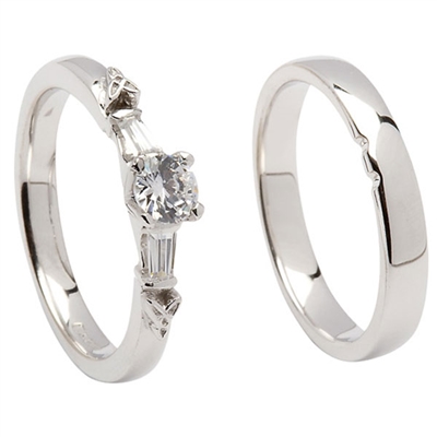 14k White Gold Diamond Trinity Knot Celtic Engagement Ring & Wedding Ring Set