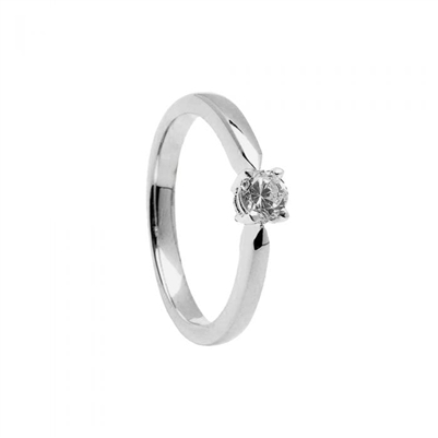 14k White Gold Diamond Contempoary Engagement Ring
