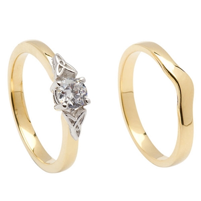 14k Yellow Gold Diamond 0.33cts Trinity Knot Celtic Engagement Ring & Wedding Ring Set