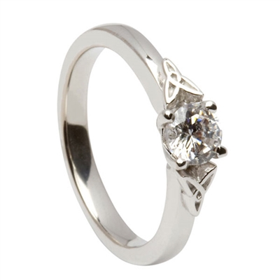 14k White Gold Diamond 0.35cts Trinity Knot Celtic Engagement Ring
