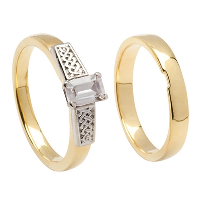 14k Yellow Gold Diamond 0.50cts Celtic Knot Celtic Engagement Ring & Wedding Ring Set