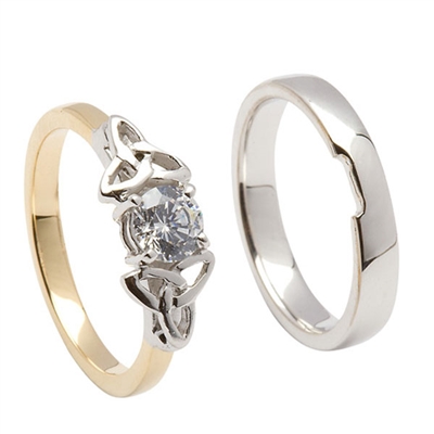 14k Yellow Gold Diamond 0.50cts Trinity Knot Celtic Engagement Ring & Wedding Ring Set