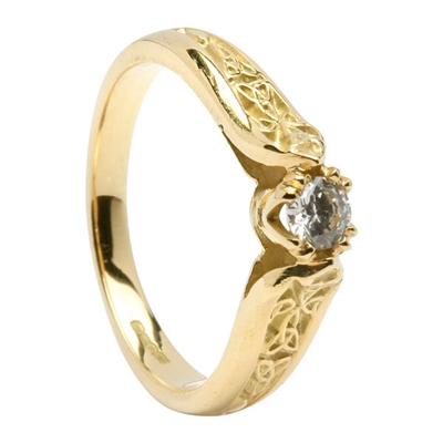 14k Yellow Gold Diamond 0.25cts Trinity Knot Celtic Engagement Ring
