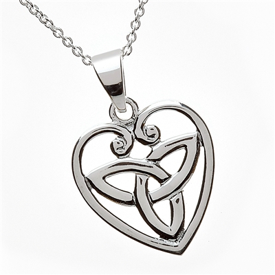Sterling Silver Trinity Knot Heart Shaped Celtic Pendant