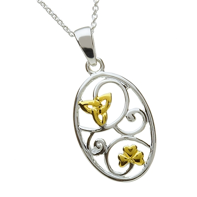 Sterling Silver Celtic Pendant With Gold Plated Accents