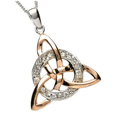 Sterling Silver CZ Trinity Knot Celtic Pendant