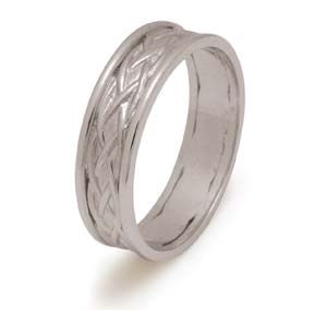 14k White Gold Men's Celtic Weaves Celtic Wedding Ring 6.4mm