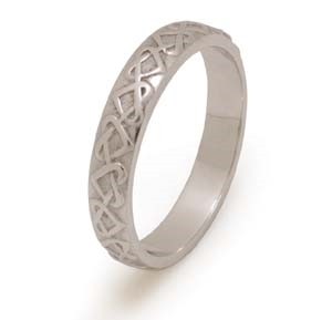 14k White Gold Men's Celtic Love Knots Wedding Ring 3.9mm