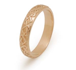 14k Yellow Gold Men's Celtic Love Knots Wedding Ring 3.9mm