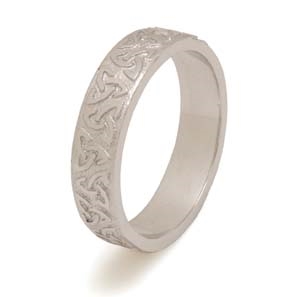 14k White Gold Men's Trinity Knot Celtic Wedding Ring 4.7mm
