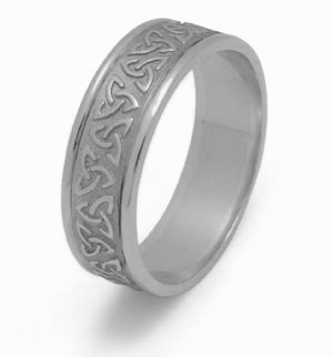 14k White Gold Men's Trinity Knot Celtic Wedding Ring 7.2mm