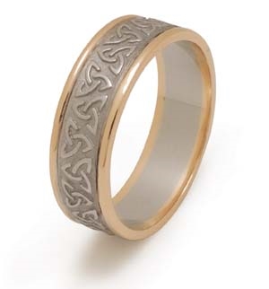 14k White Gold Trinity Knot Celtic Wedding Ring 7.2mm