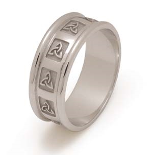 14k White Gold Men's Heavy Trinity Knot Celtic Wedding Ring 8.5mm