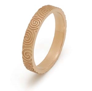 14k Yellow Gold Men's Newgrange Spirals Celtic Wedding Ring 4.9mm