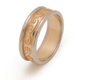 14k Yellow Gold Men's Newgrange Spirals Celtic Wedding Ring 8.8mm