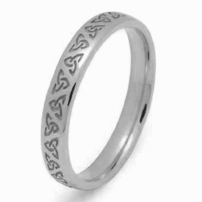 14k Ladies White Gold Heavy Trinity Knot Celtic Wedding Ring 3.4mm