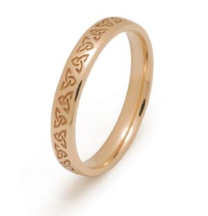 14k Yellow Gold Ladies Heavy Trinity Knot Celtic Wedding Ring 3.4mm